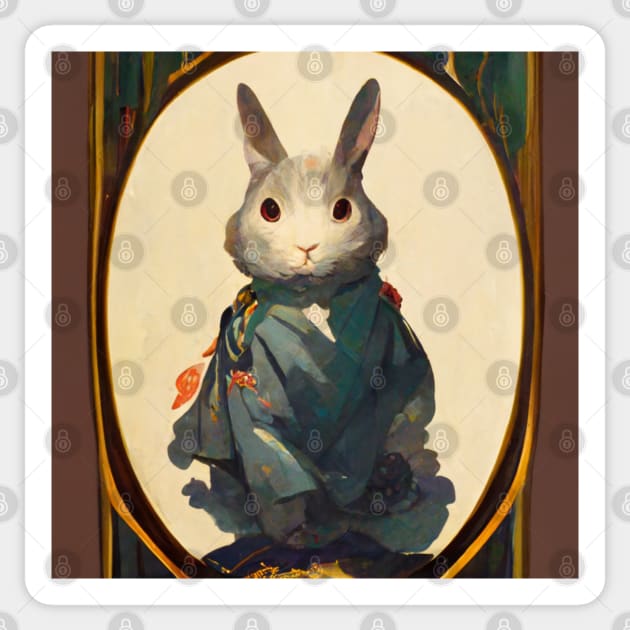 A Japanese rabbit vignette Sticker by etherElric